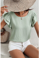 LATA Ruffled Short Sleeve Blouse