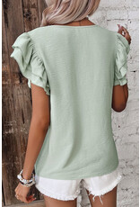 LATA Ruffled Short Sleeve Blouse