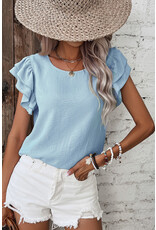 LATA Ruffled Short Sleeve Blouse