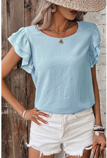 LATA Ruffled Short Sleeve Blouse