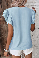 LATA Ruffled Short Sleeve Blouse