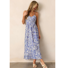 LATA Sky Blue Floral Maxi Dress