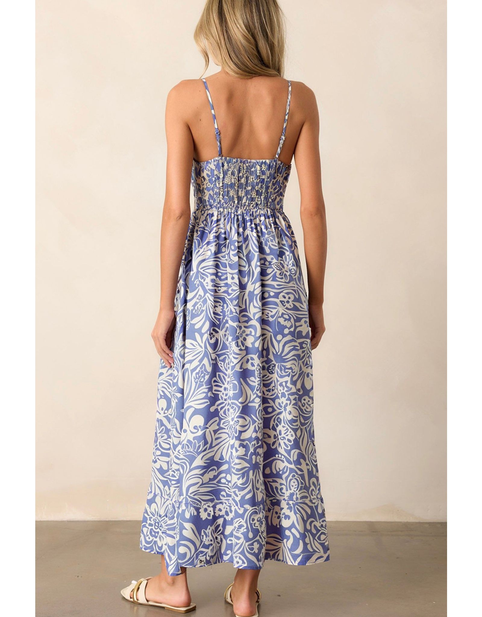 LATA Sky Blue Floral Maxi Dress