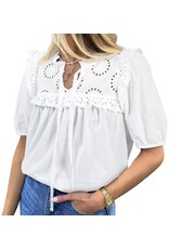LATA White Embroidered Patchwork Tie Blouse LATA White Embroidered Patchwork Tie Blouse