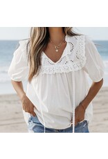 LATA White Embroidered Patchwork Tie Blouse LATA White Embroidered Patchwork Tie Blouse