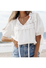 LATA White Embroidered Patchwork Tie Blouse LATA White Embroidered Patchwork Tie Blouse