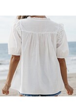 LATA White Embroidered Patchwork Tie Blouse LATA White Embroidered Patchwork Tie Blouse