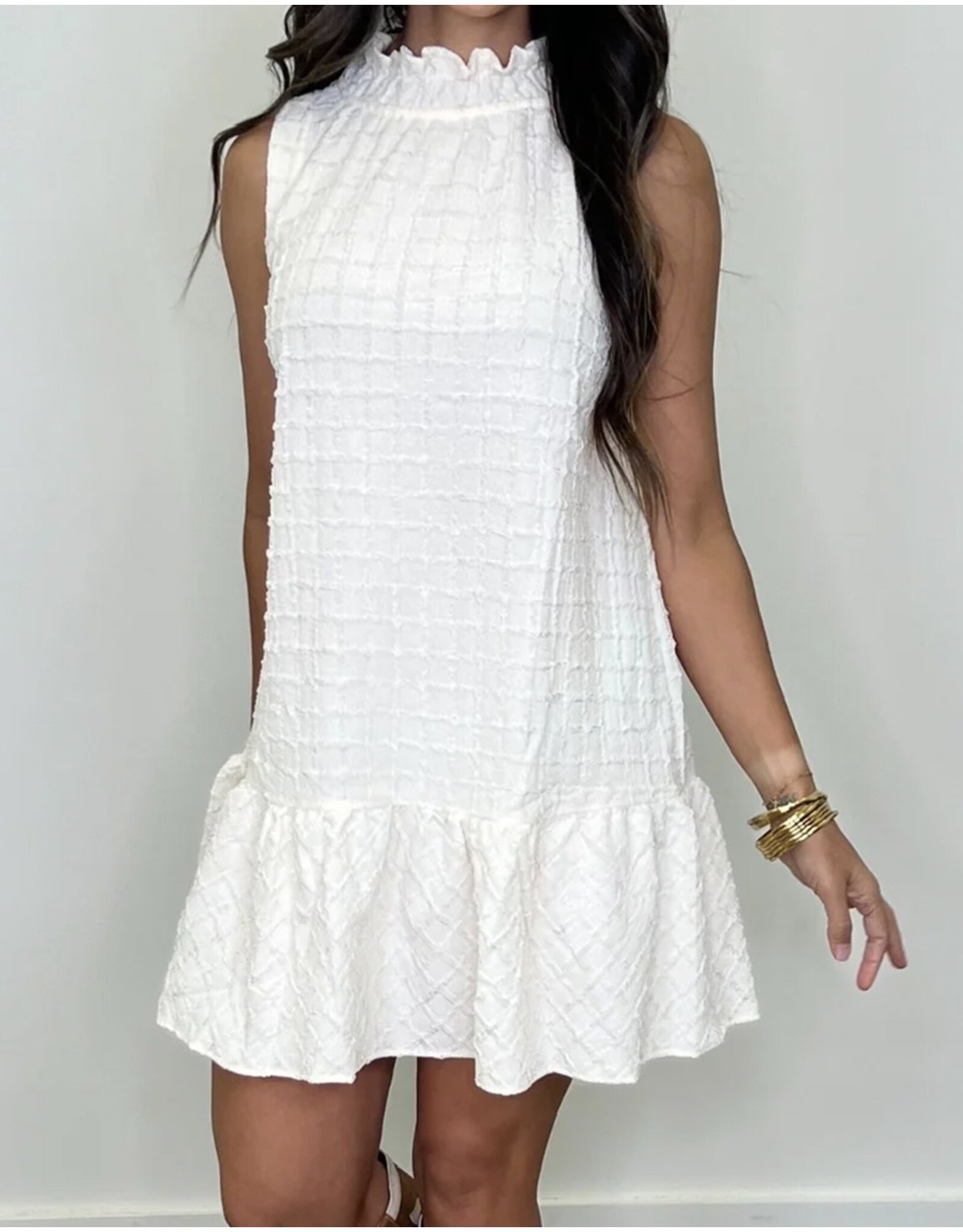 White High Neck Sleeveless Dress