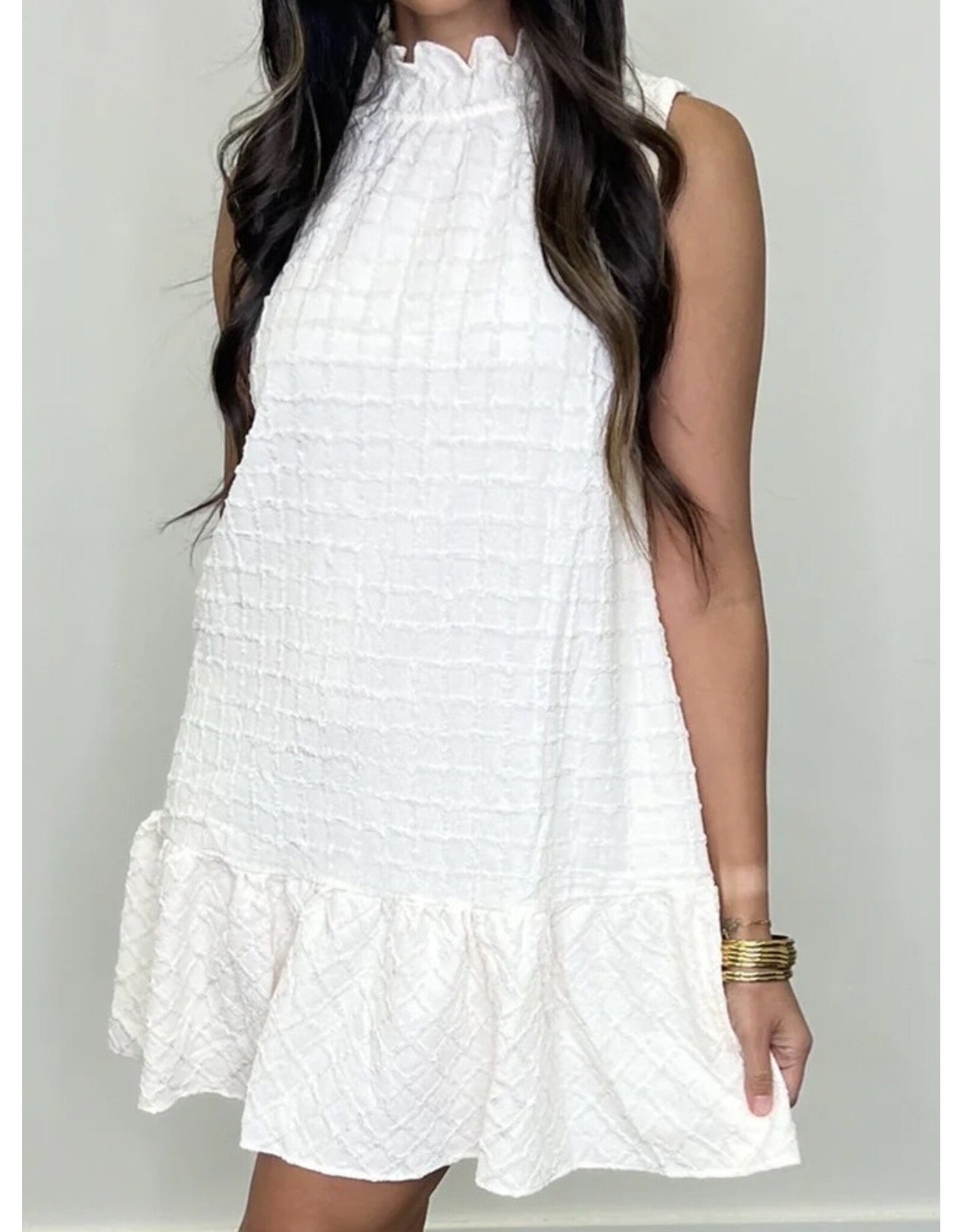 White High Neck Sleeveless Dress