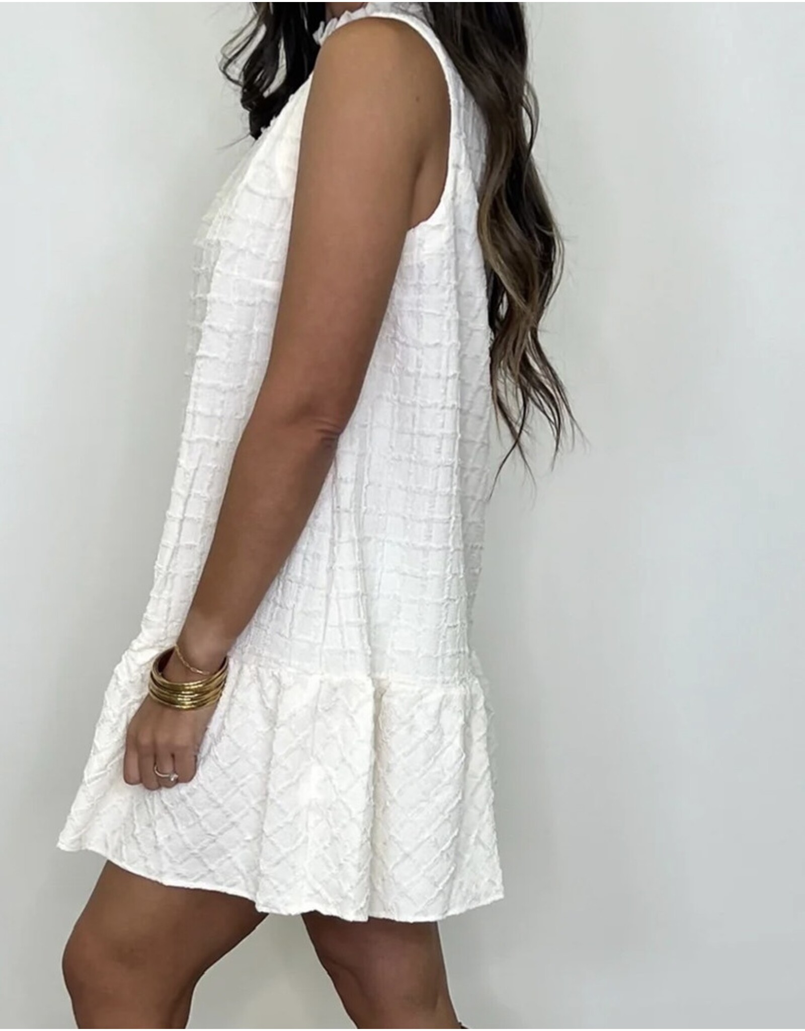 White High Neck Sleeveless Dress
