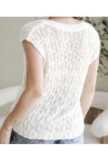 Beige Notched Short Slv Sweater