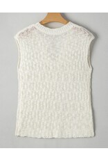 Beige Notched Short Slv Sweater