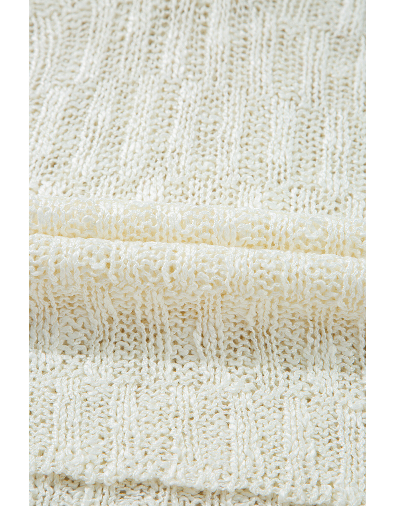 Beige Notched Short Slv Sweater