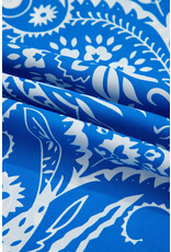 Blue Paisley V Neck Backless Maxi