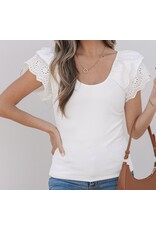 White Eyelet Ruffle Slim Fit Top White Eyelet Ruffle Slim Fit Top
