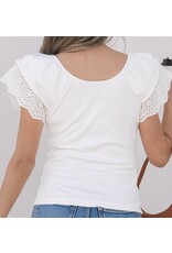 White Eyelet Ruffle Slim Fit Top White Eyelet Ruffle Slim Fit Top