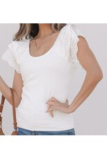 White Eyelet Ruffle Slim Fit Top White Eyelet Ruffle Slim Fit Top