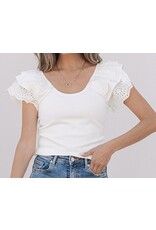 White Eyelet Ruffle Slim Fit Top White Eyelet Ruffle Slim Fit Top