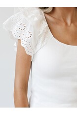 White Eyelet Ruffle Slim Fit Top White Eyelet Ruffle Slim Fit Top