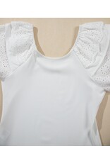 White Eyelet Ruffle Slim Fit Top White Eyelet Ruffle Slim Fit Top