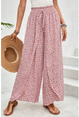 Pink Bohemian Slit Wide Leg High Waist Pants