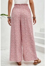 Pink Bohemian Slit Wide Leg High Waist Pants