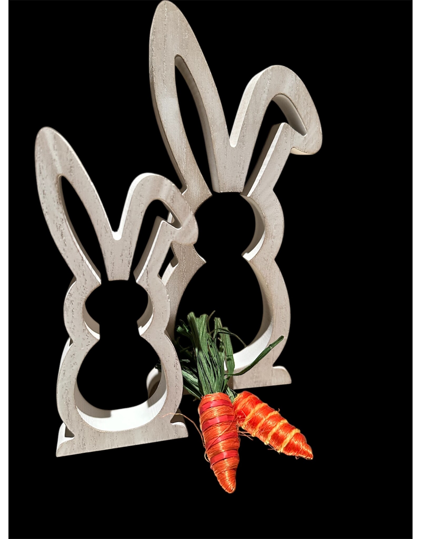 White wash 9.5” wood bunny