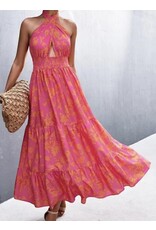 Halter dress in red pink
