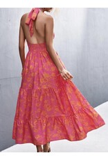 Halter dress in red pink