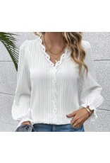 White textured lace blouse