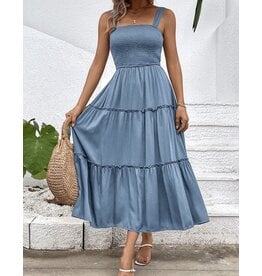 Light blue smocked midi dress