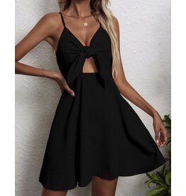 Miss sparkling V neck bow front mini dress