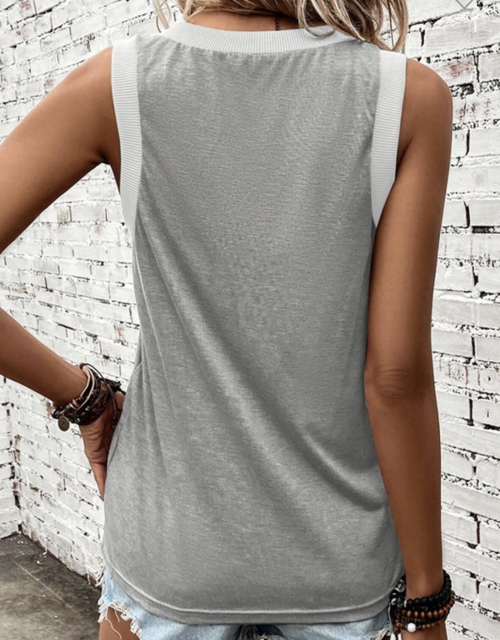 LATA Ribbed V Neck Tank