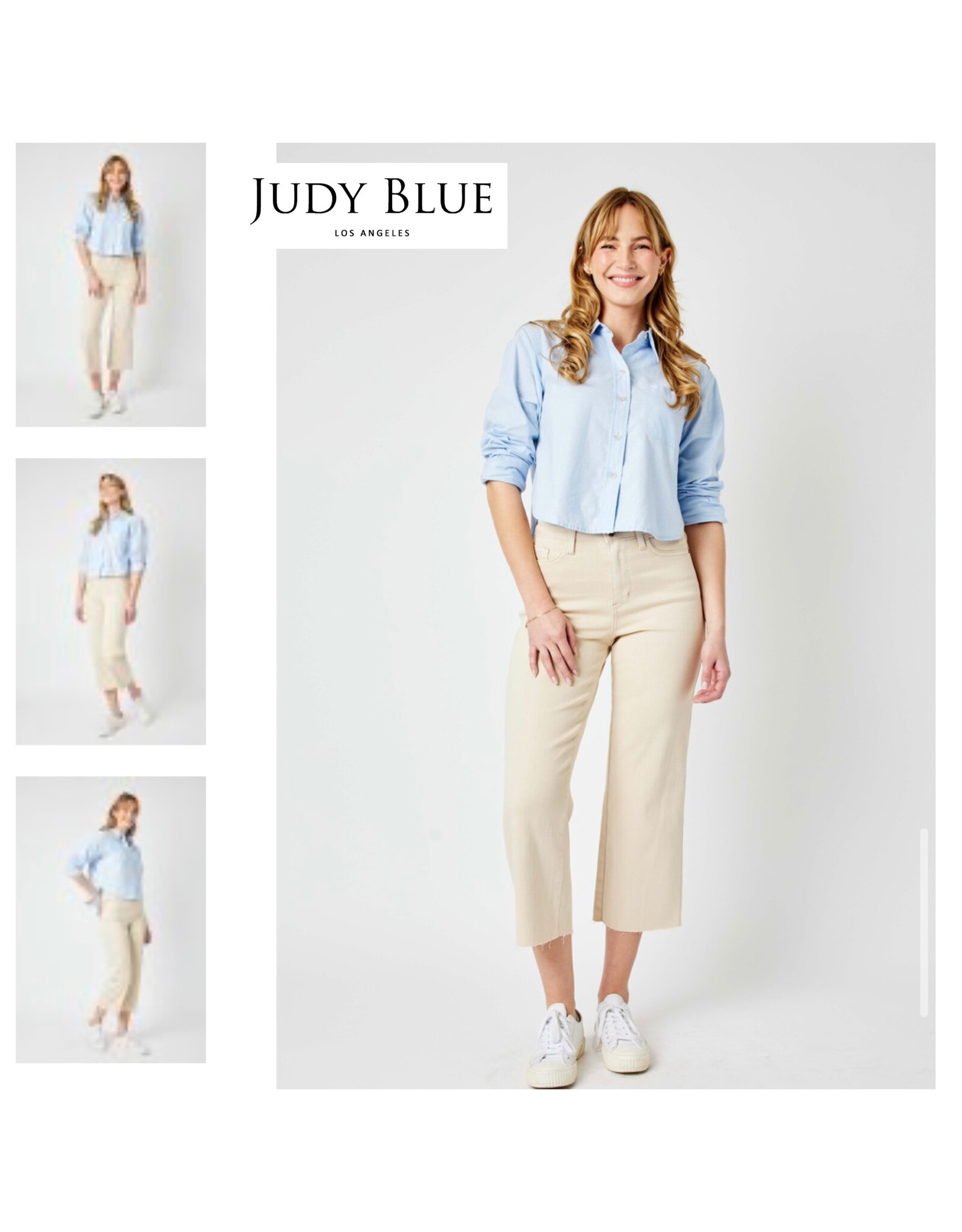 Judy Blue Judy Blue HR crop wide leg BONE jeans