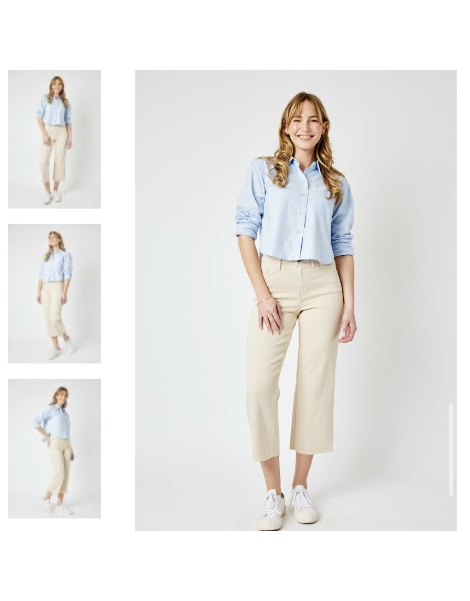 Judy Blue Judy Blue HR crop wide leg BONE jeans