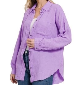 Gauge oversized raw edge shirt