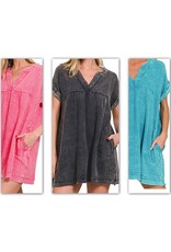 Washed gauze raw edge dress