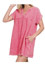 Washed gauze raw edge dress