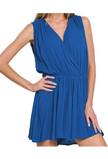 Woven crinkle draped romper