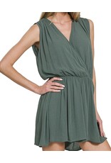 Woven crinkle draped romper
