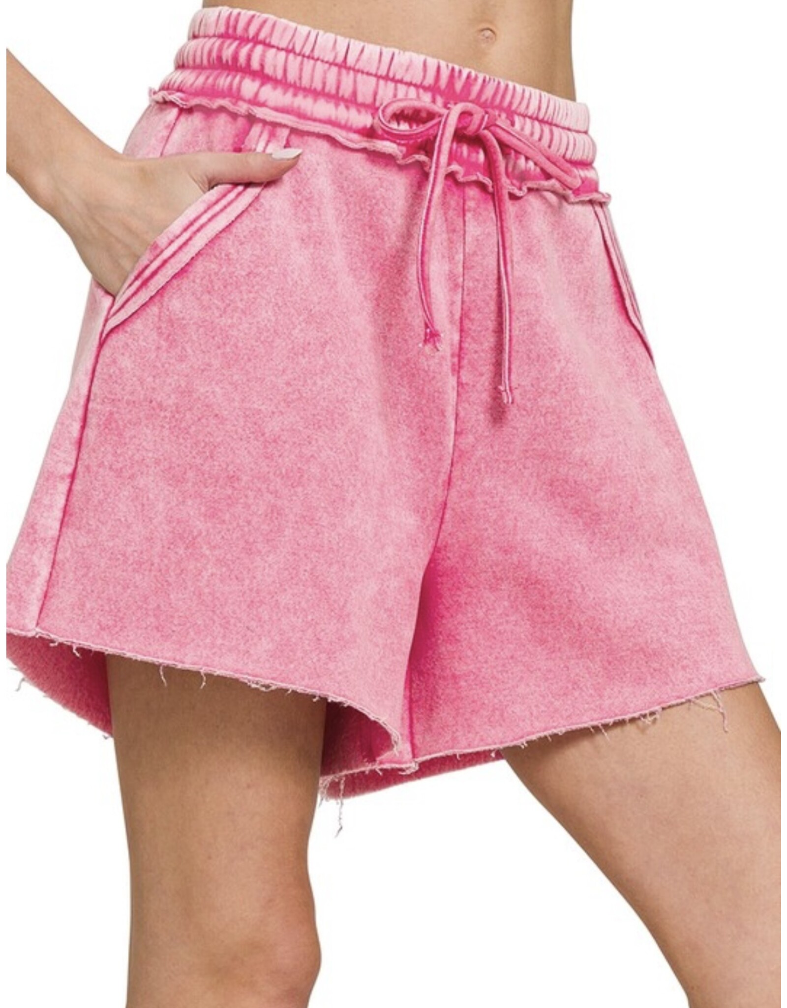 acid wash fleece drawstring shorts