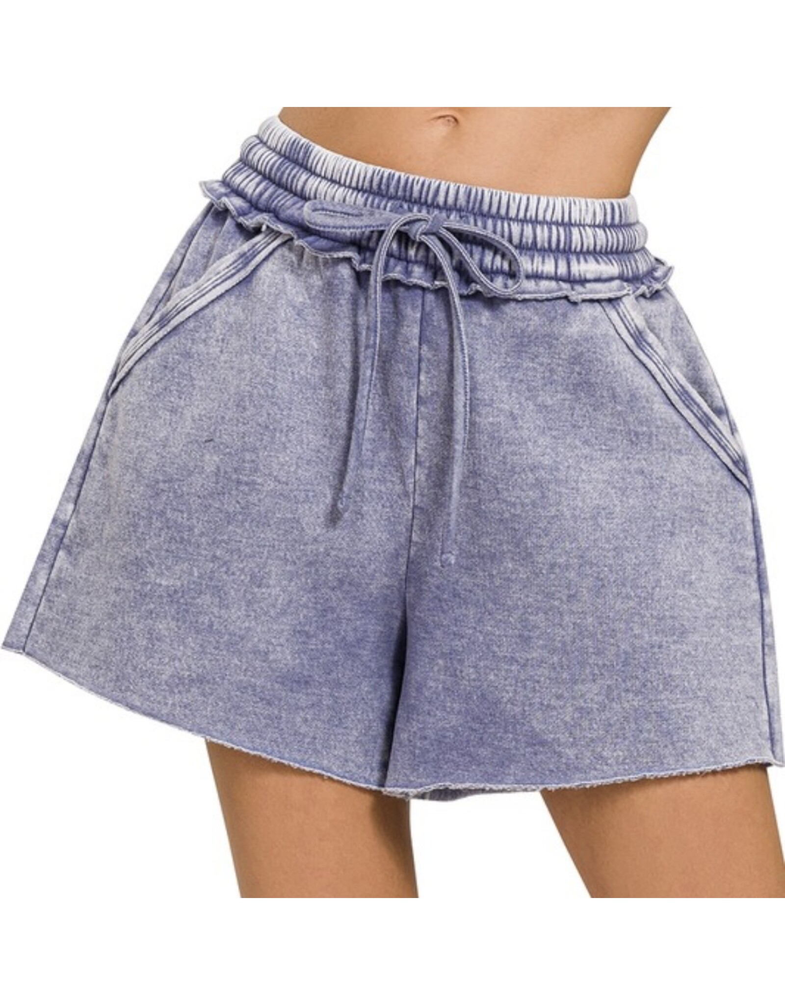 acid wash fleece drawstring shorts