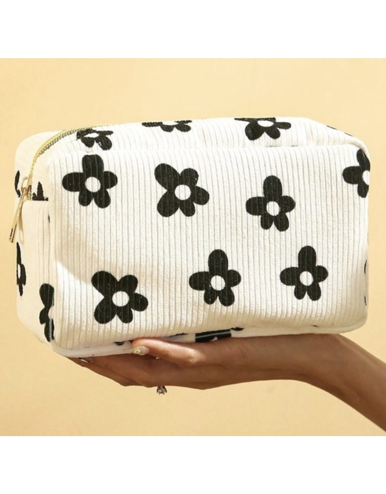 Corduroy cosmetic makeup bag