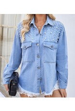 Pearl embellished denim jacket