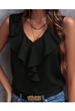 Miss sparkling Ruffle v-neck sleeveless top
