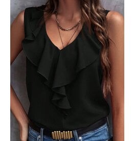 Miss sparkling Ruffle v-neck sleeveless top