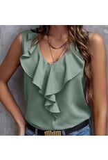 Miss sparkling Ruffle v-neck sleeveless top