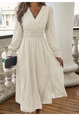 Cream long sleeve midi dress