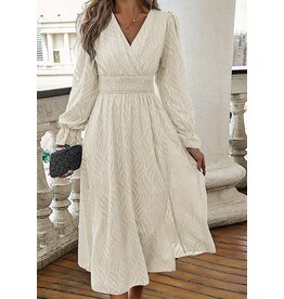 Cream long sleeve midi dress