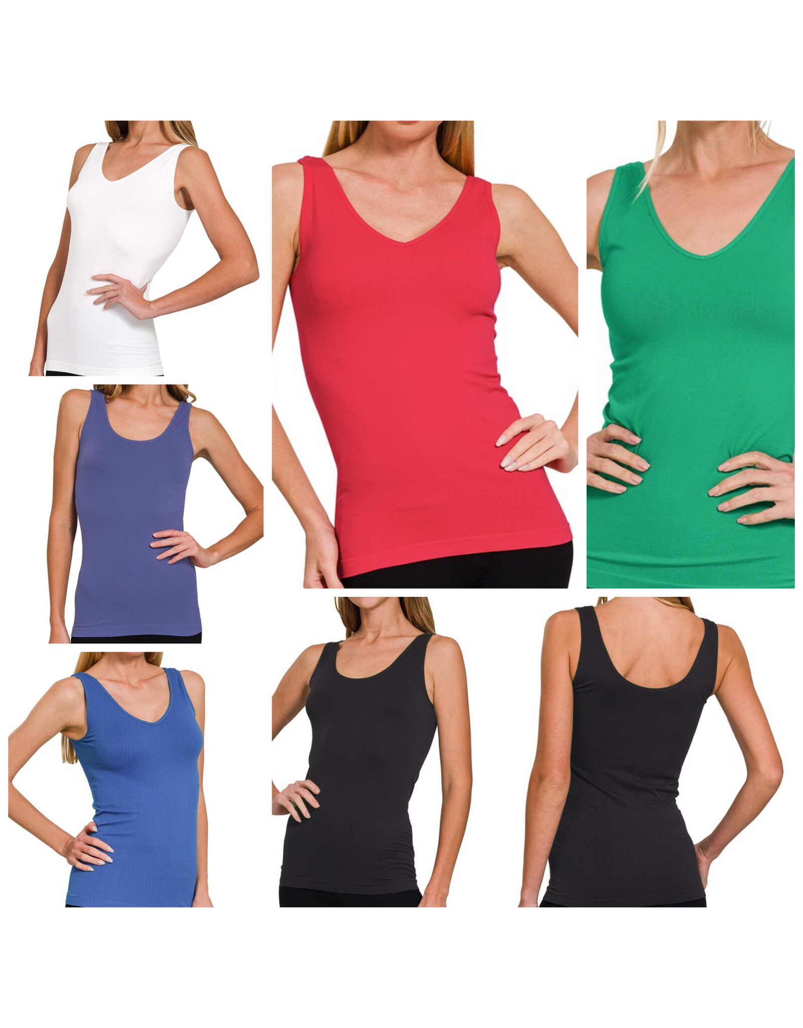 U or V Neck Seamless Tank Top